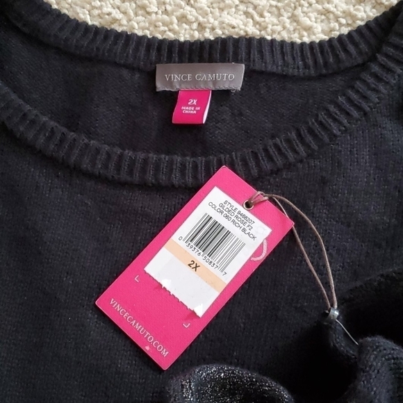NWT Vince Camuto Metallic Ribb Trim Pull sweater - Picture 5 of 8